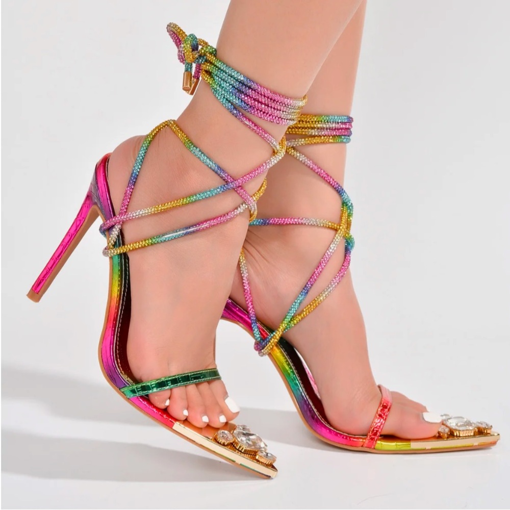 Cape Robbin Rhinestone Rainbow Heels - Picture 3 of 6